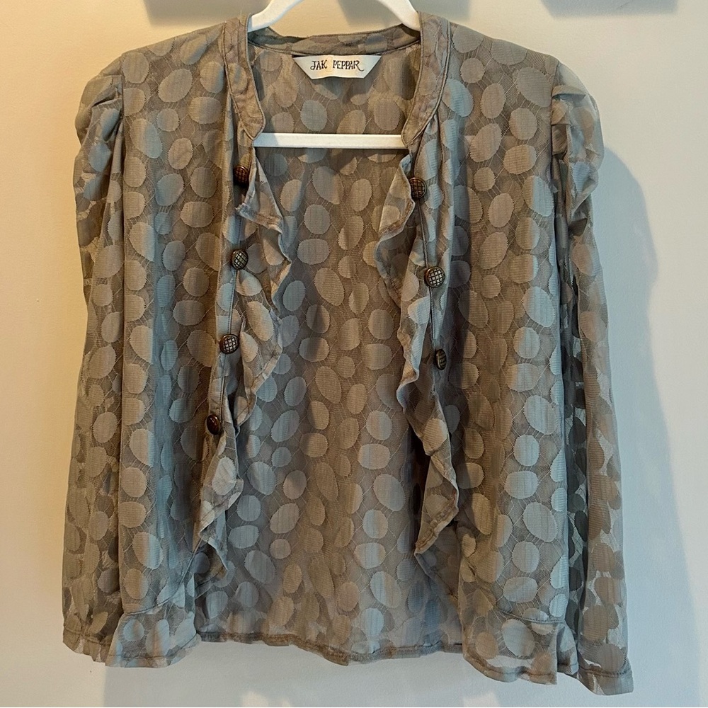 Chic Gray Ruffled Blazer Jacket - image 1